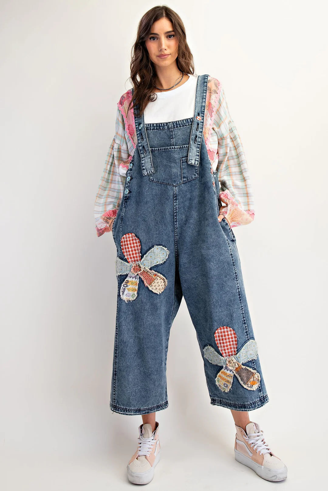 Easel patchwork denim overalls