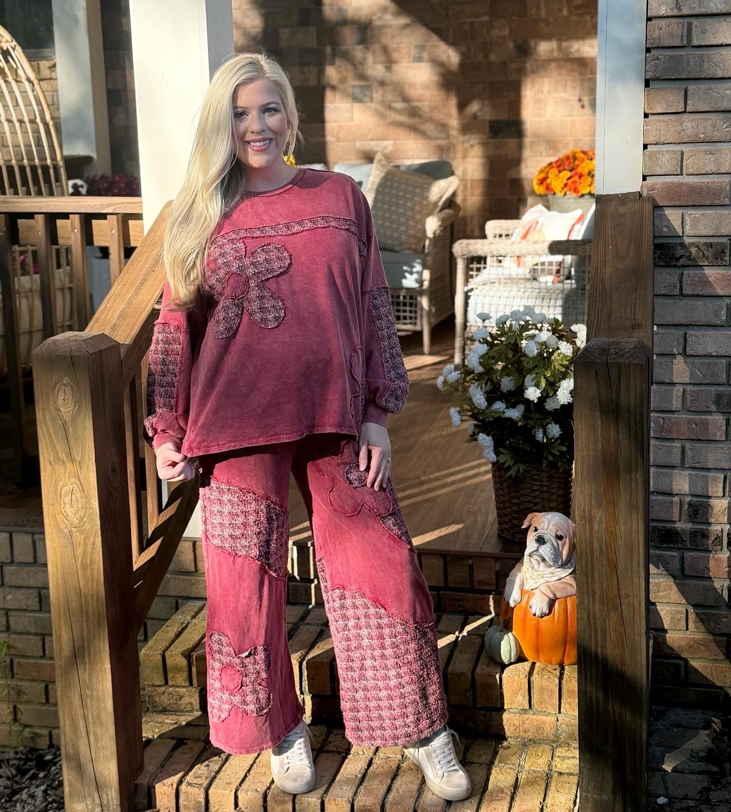 J Her Houndstooth knit pant sets