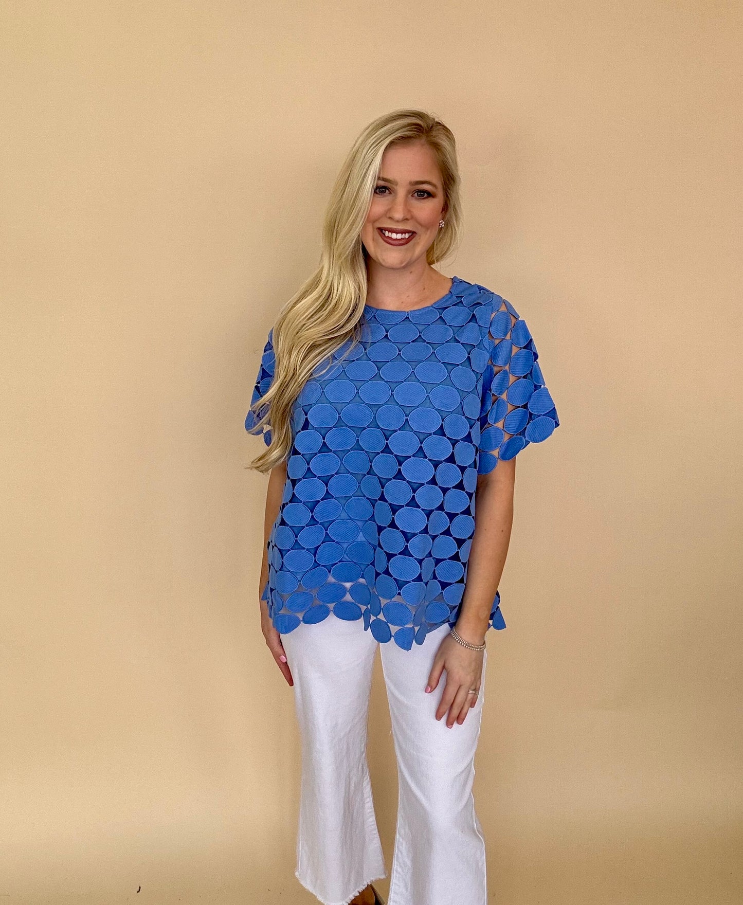 Royal blue Umgee circle woven top