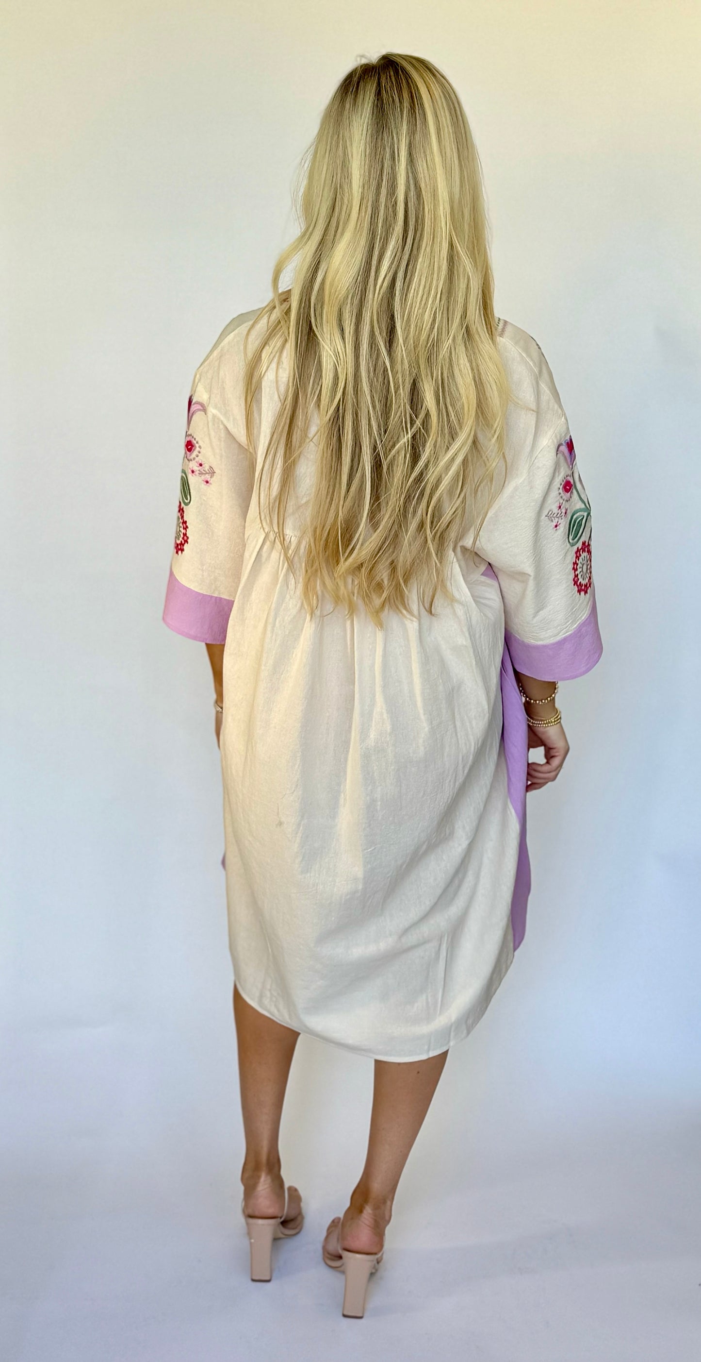 Easel embroidered midi dress lavender