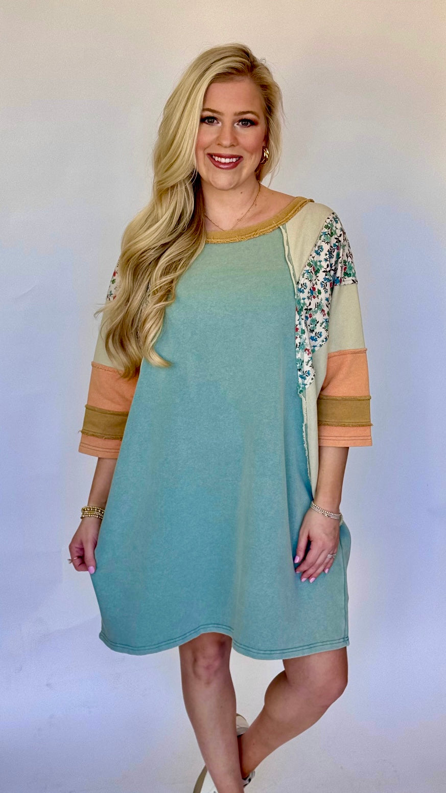 Easel mineral wash sweatshirt dress