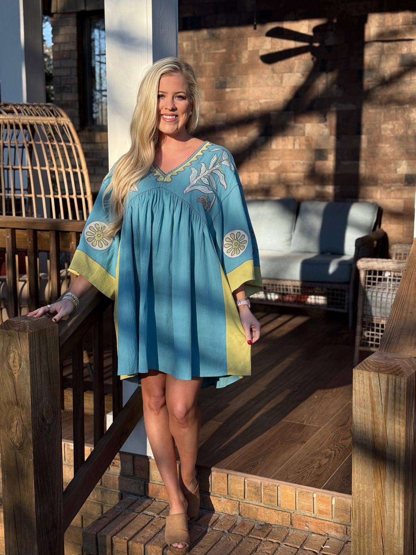 Easel embroidered tunic dress