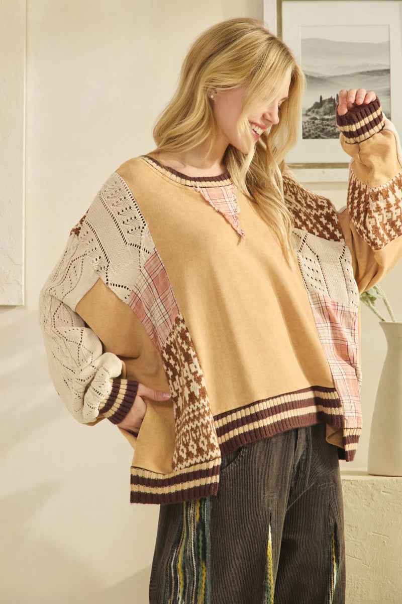 Oli and Hali sweater mix fabric sweatshirt