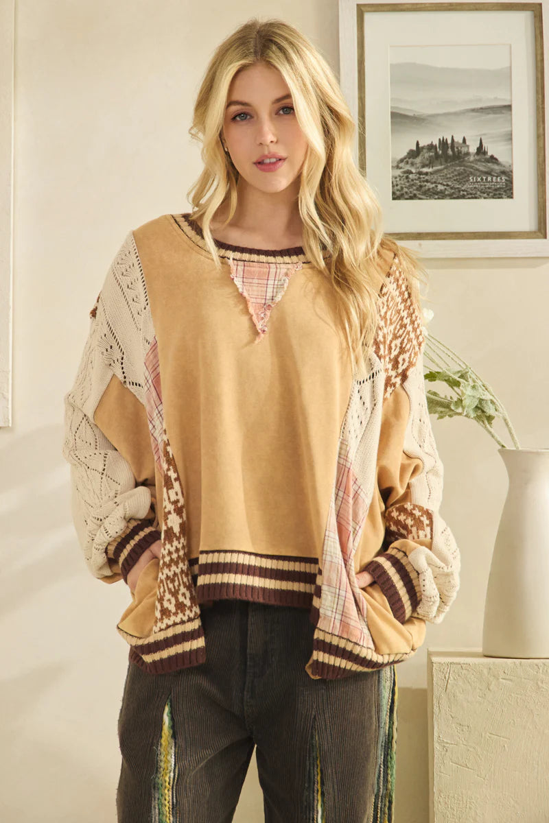 Oli and Hali sweater mix fabric sweatshirt