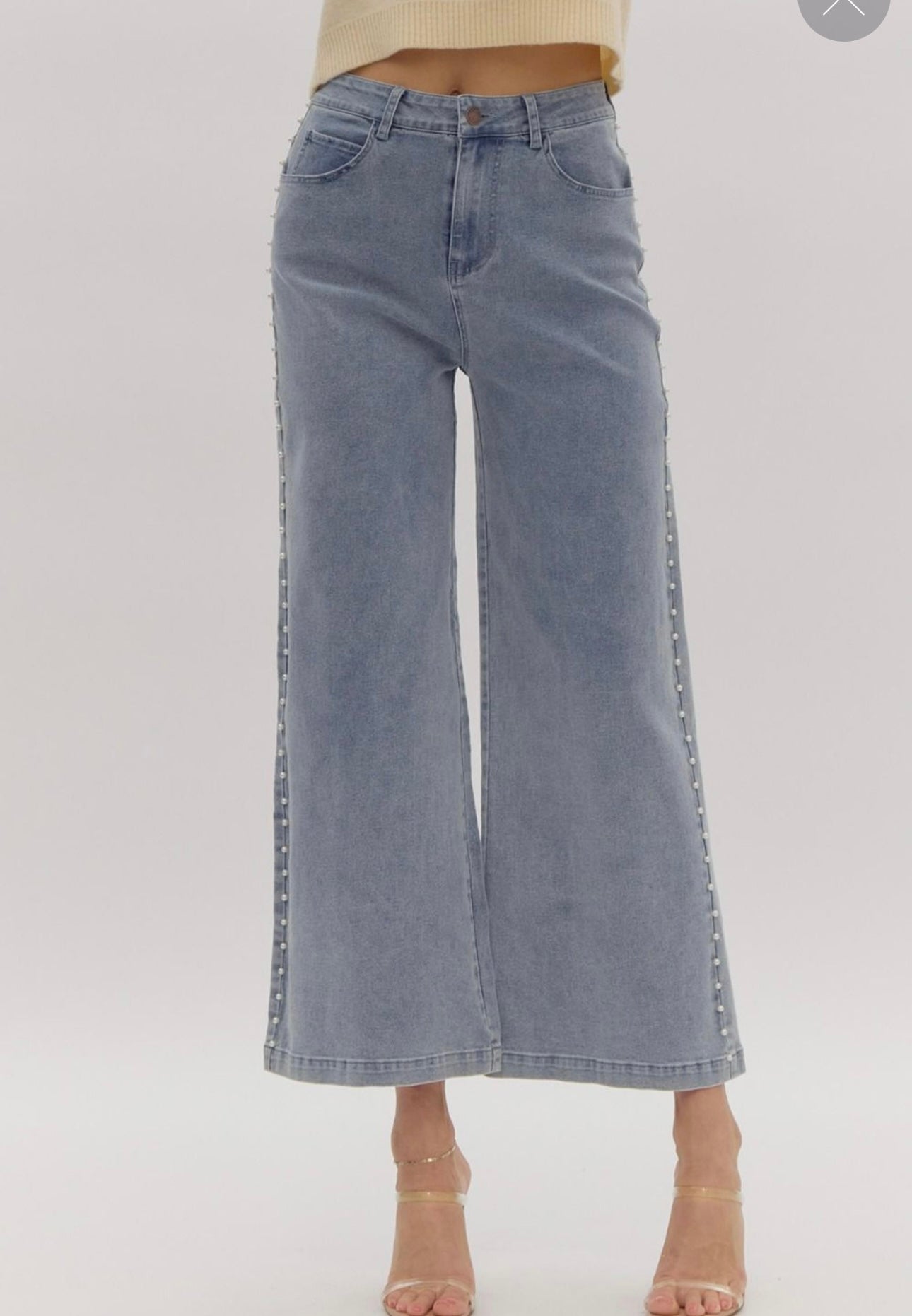 Entro pearl detailed cropped jeans