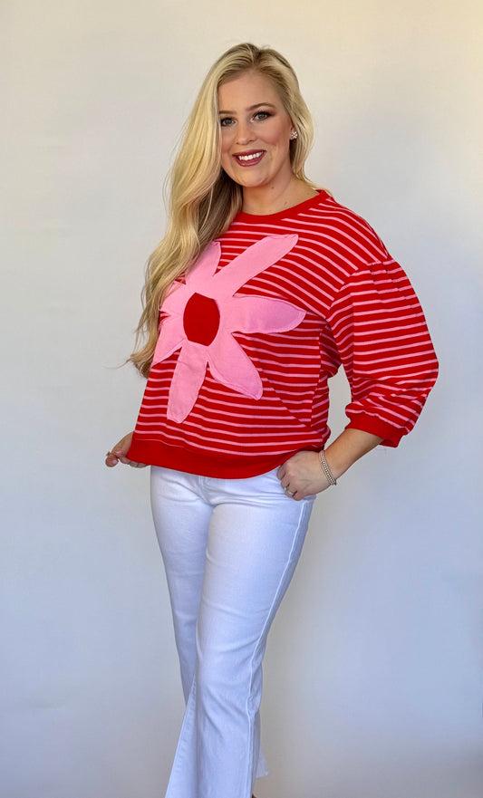 Jodifl patchwork + stripe daisy top