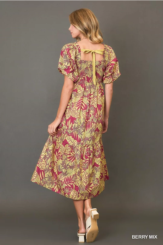 Umgee berry mix midi dress