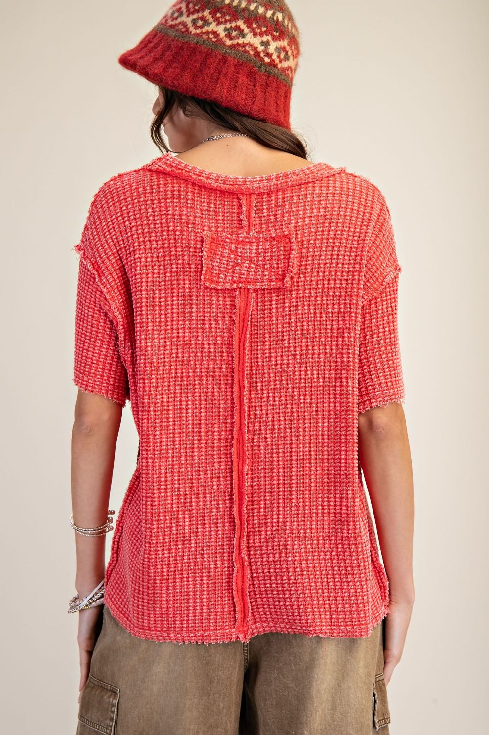 Easel basic waffle knit tops