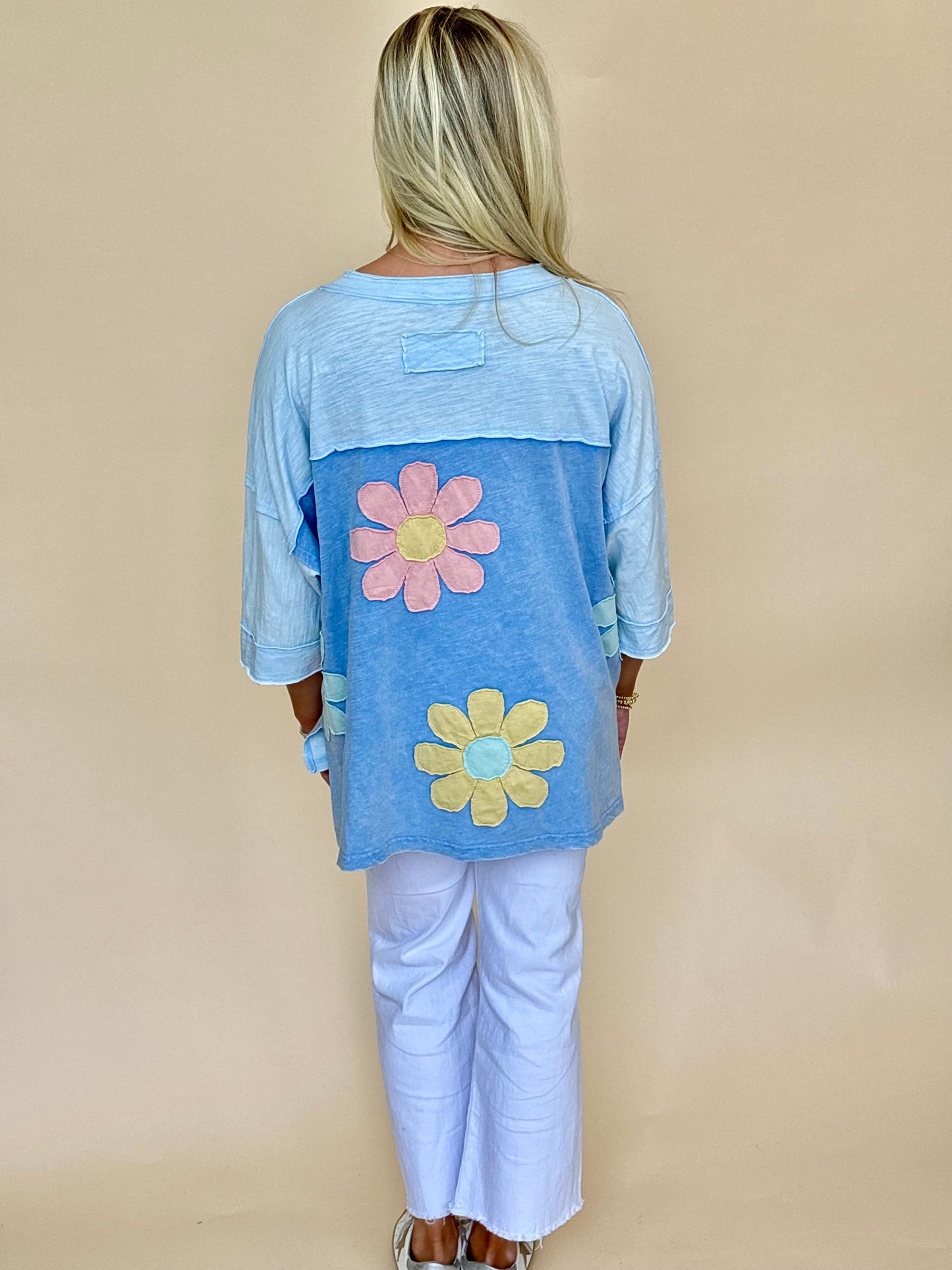 Easel patchwork pullover tops