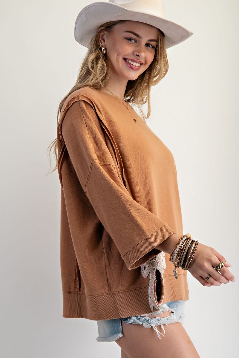 Easel bow patch sweater top
