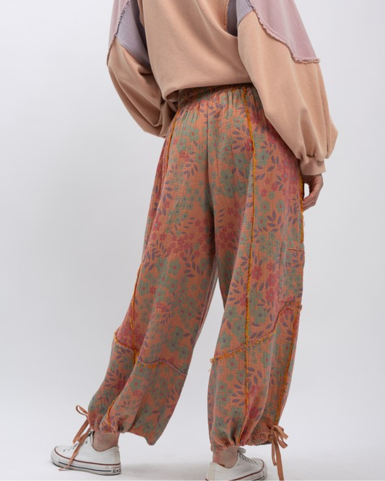 Blue velvet draw string jogger pants