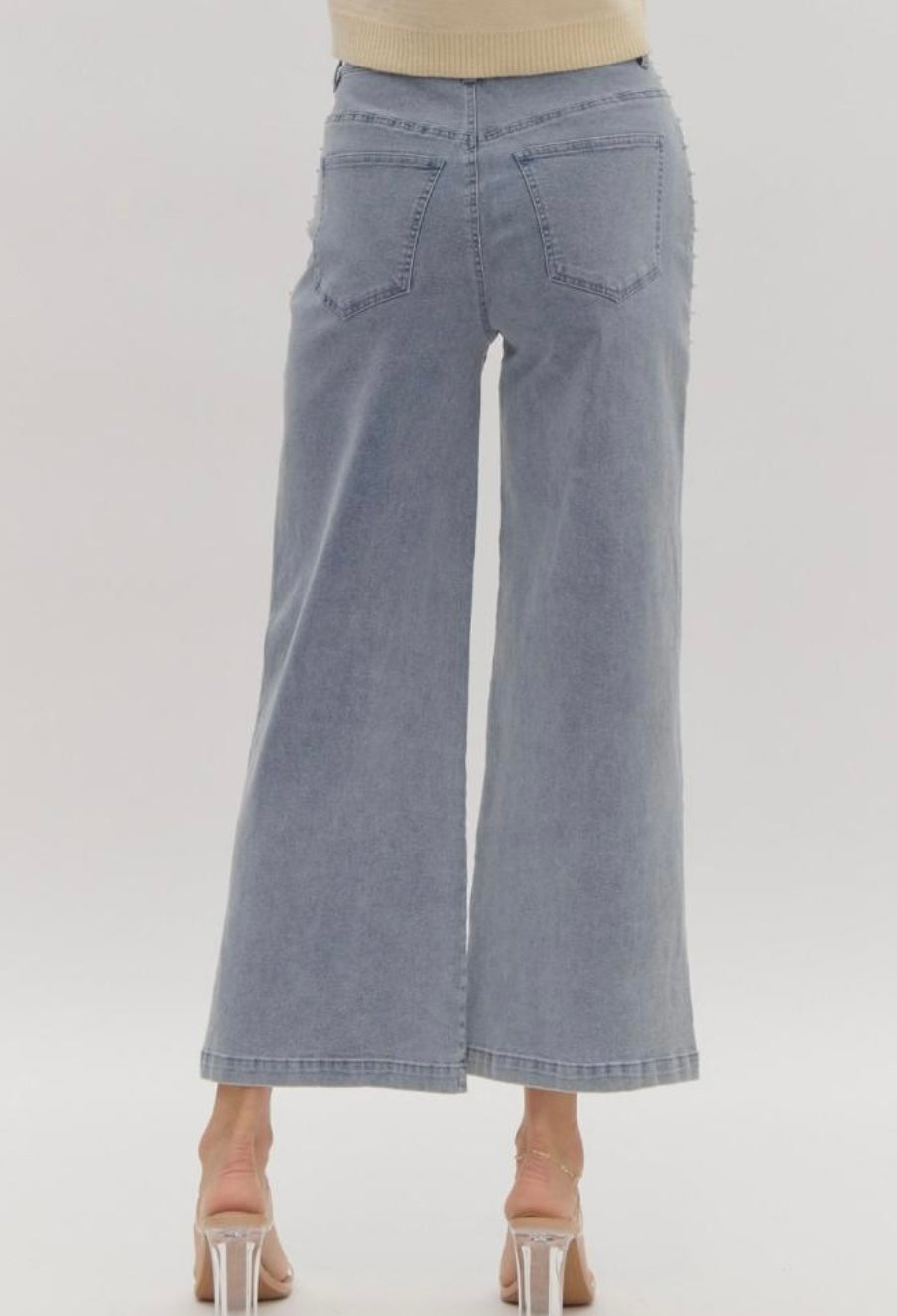 Entro pearl detailed cropped jeans