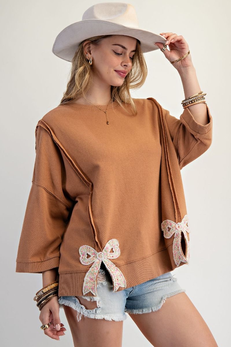 Easel bow patch sweater top