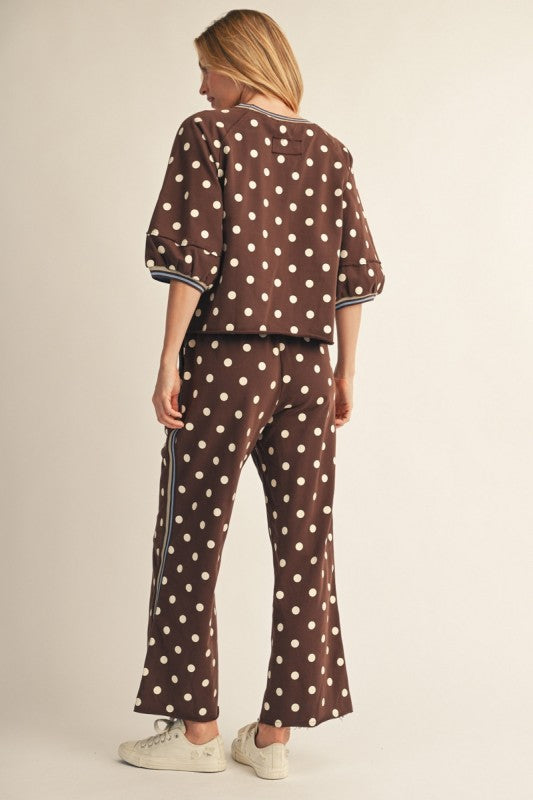 Jodifl brown polka dot pant set