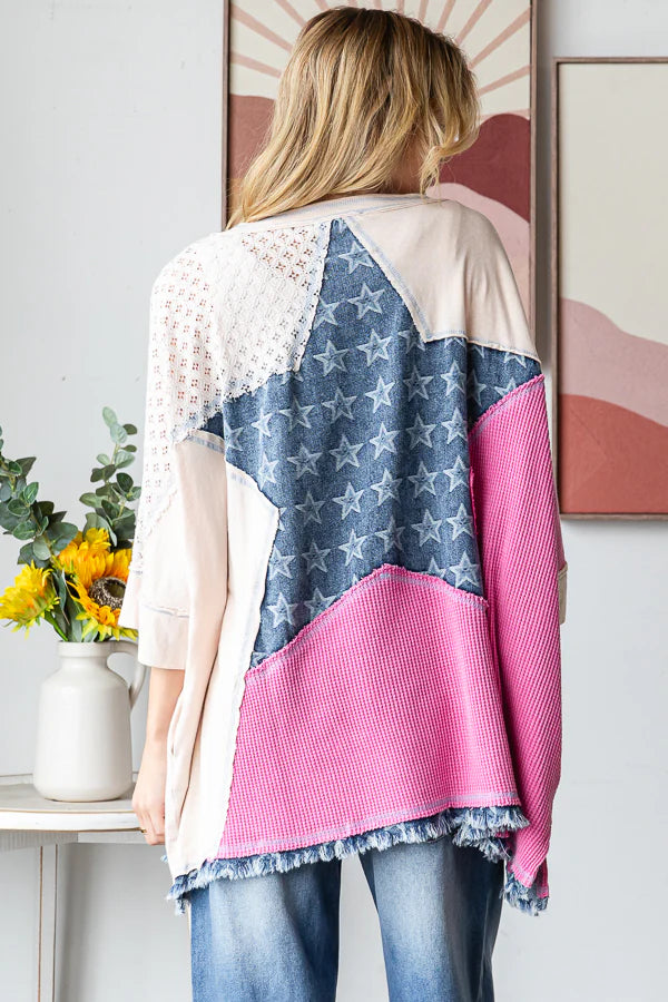 Oli and Hali denim patch star top