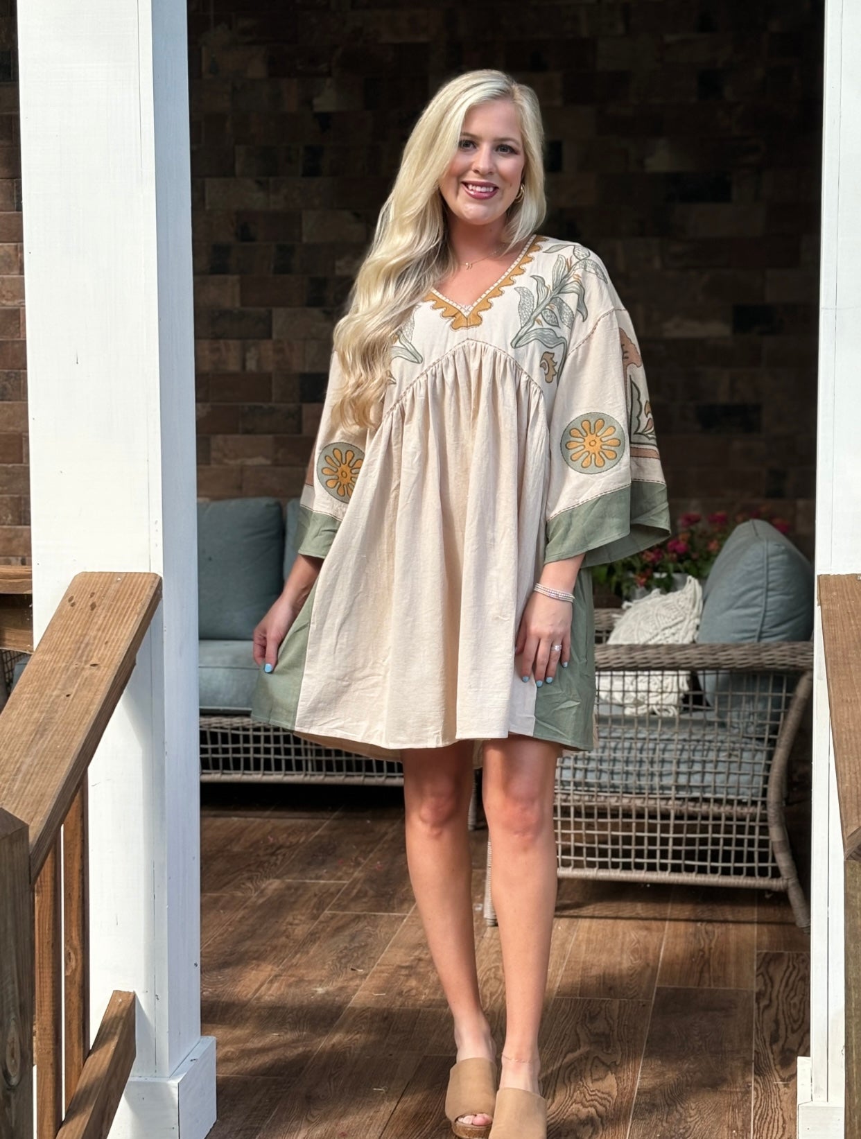 Easel embroidered tunic dress