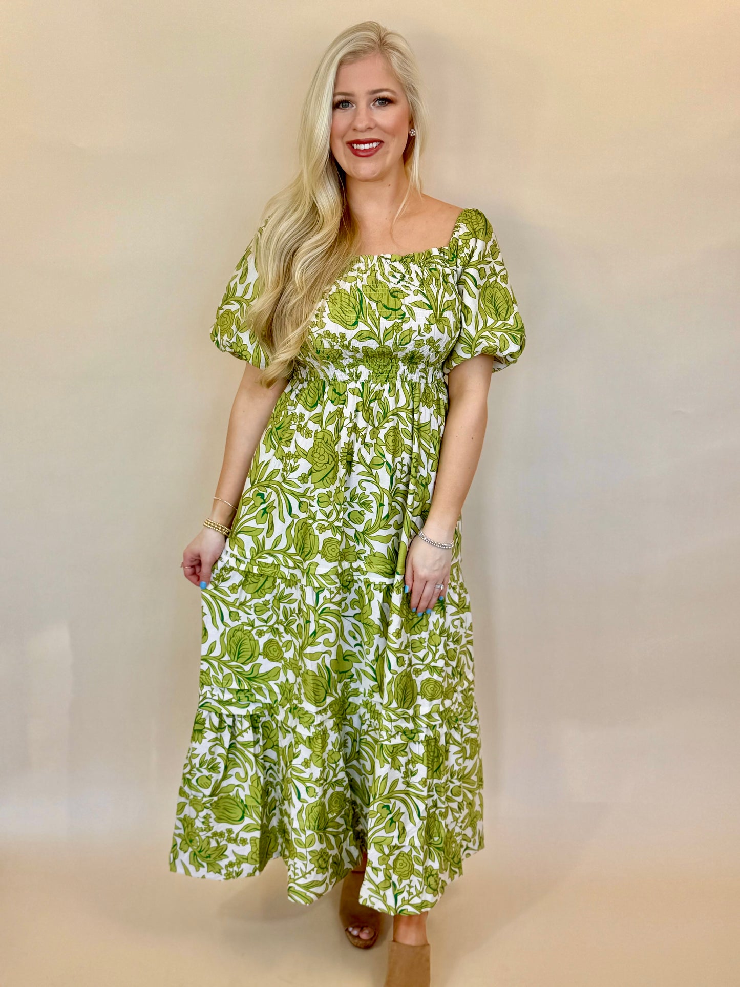 Floral mock top midi dress