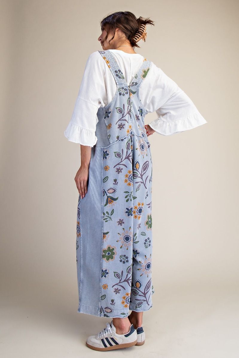 Easel signature printed washed terry jumpsuit