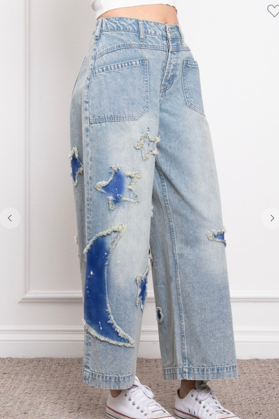 Blue velvet star and moon jeans