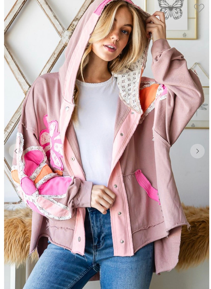 Pink Denim Jacket L