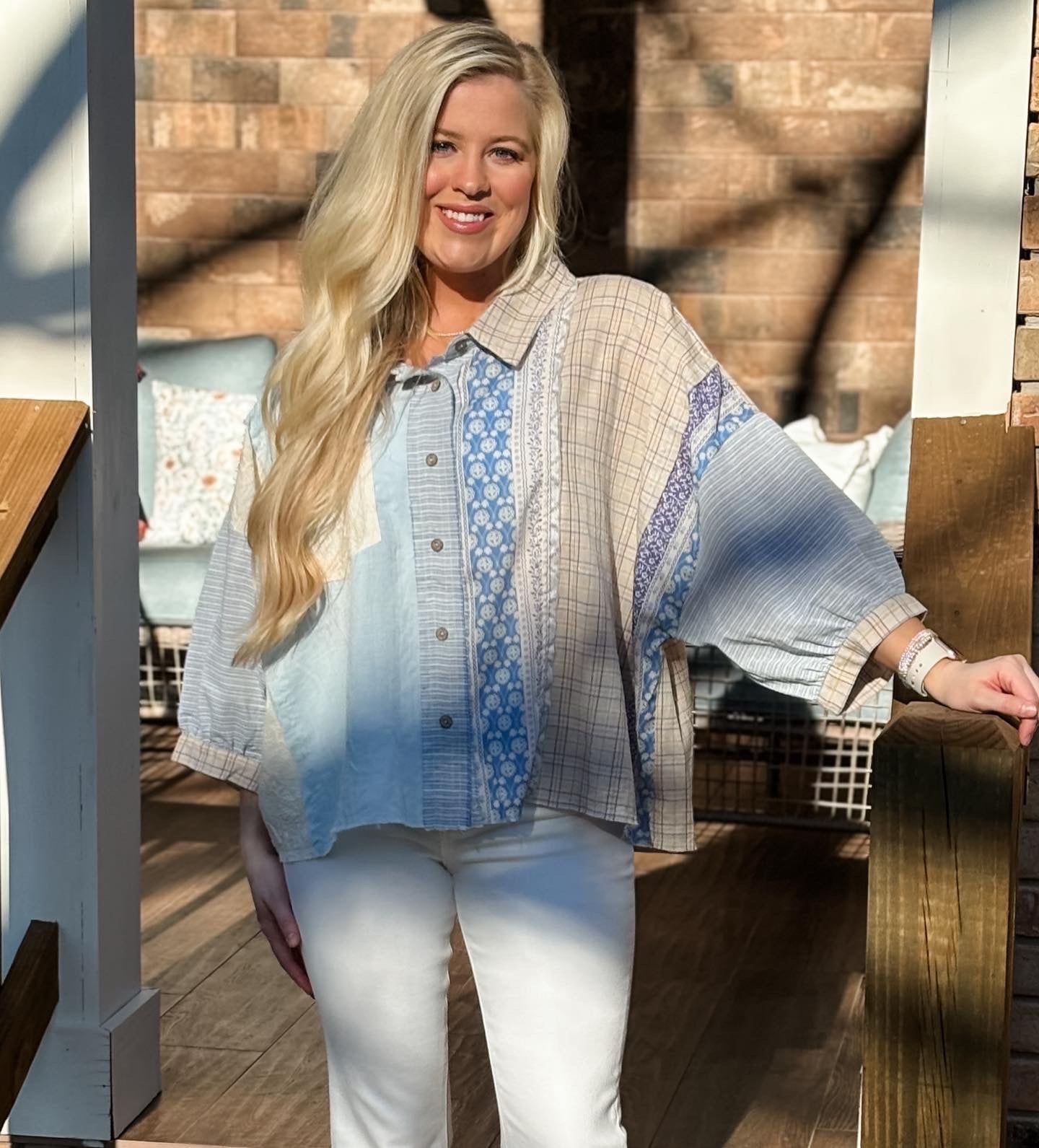 Oli and Hali patchwork button down