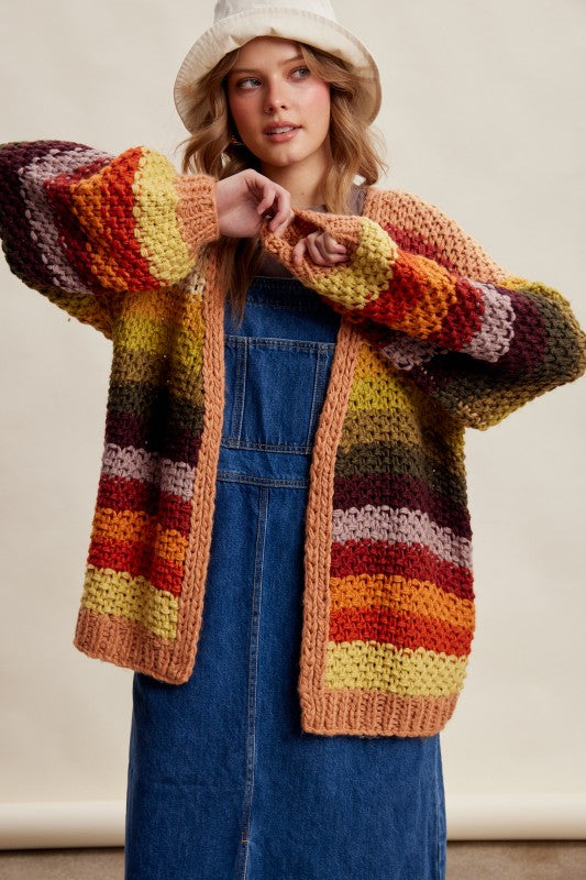 Autumn nights chunky cardigan orange mix
