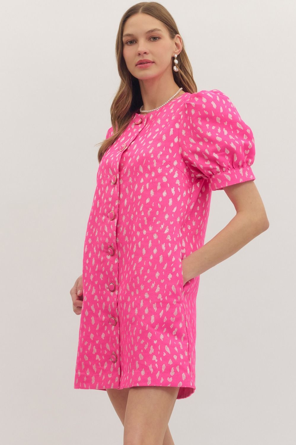 Entro hot pink button down dress