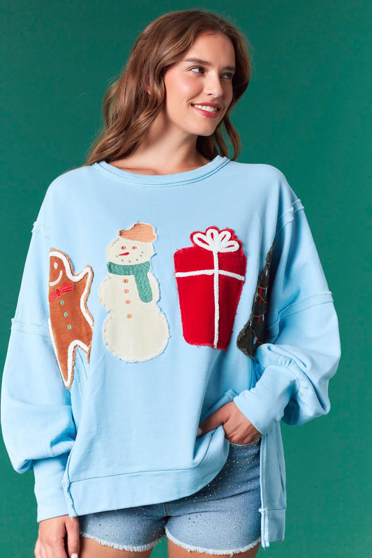 Fantastic Fawn Christmas knit patch sweatshirt