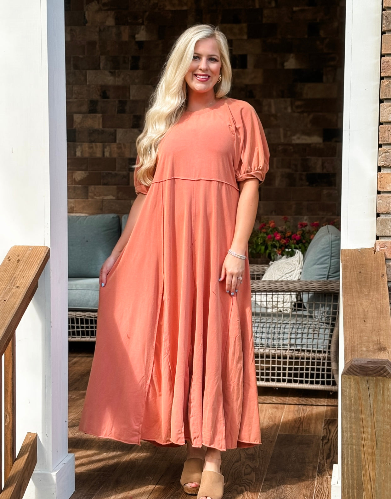 Easel terracotta knit midi dress