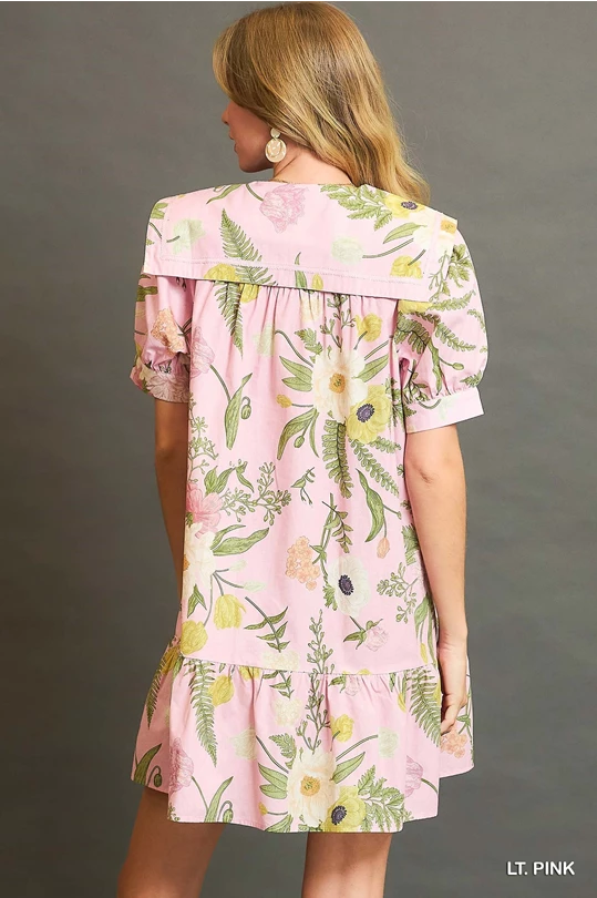 Umgee baby pink floral collared dress