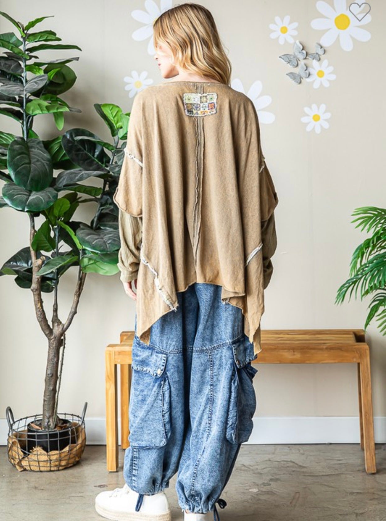 Oli and Hali mineral wash pullover tee