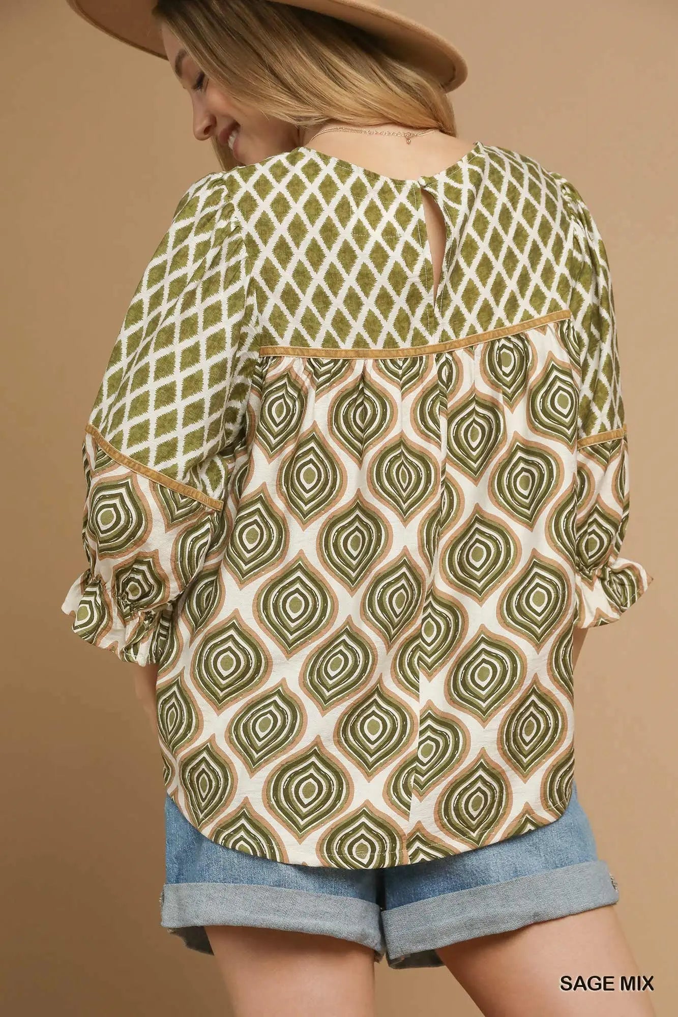 Umgee Retro Geometric Print Top