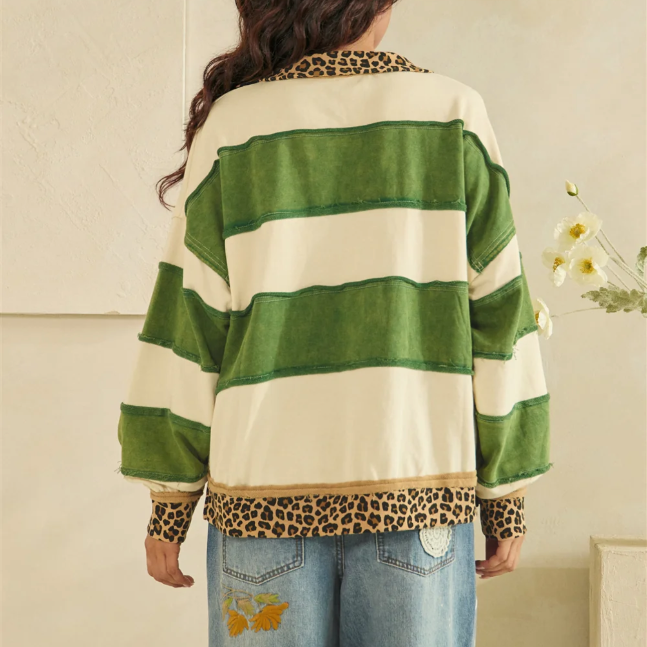OLI AND HALI WASHED CONTRAST STRIPE LACE UP TOF