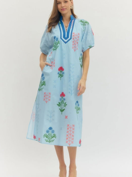 Entro floral collared midi dress