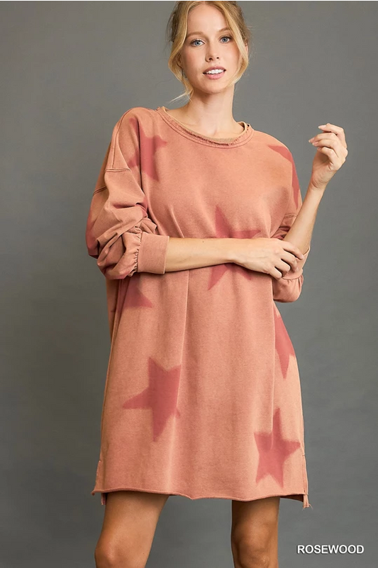 Umgee star mineral wash sweatshirt dresses