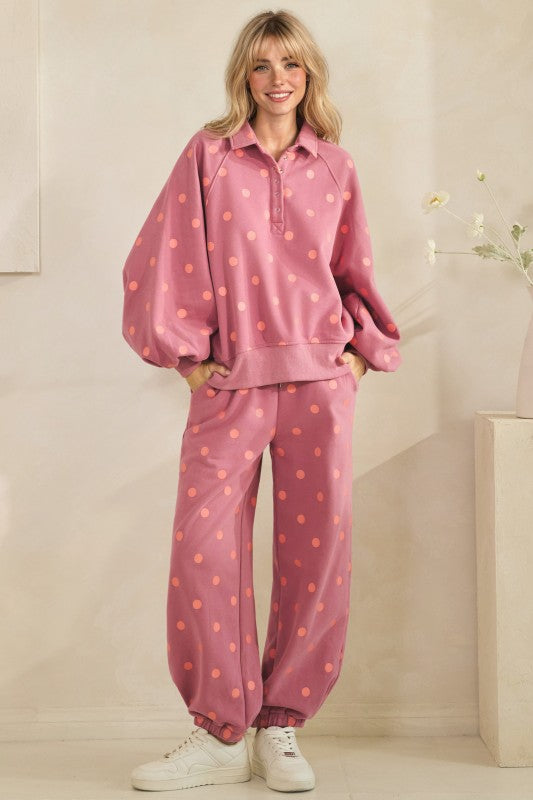 Veveret playful dot knit sweatsuits