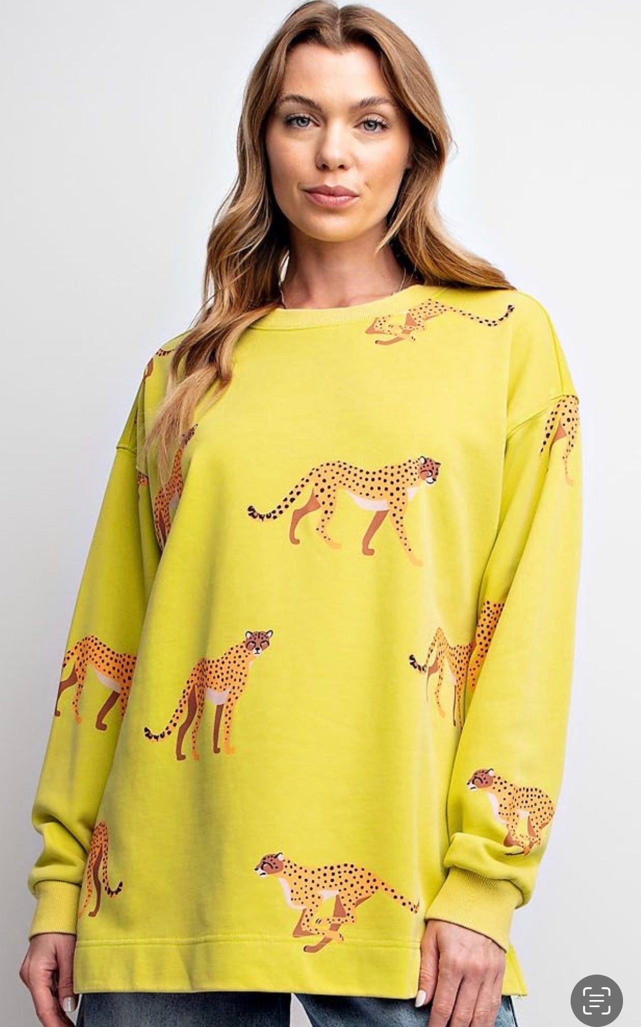 Easel mineral wash cheetah print sweatshirt