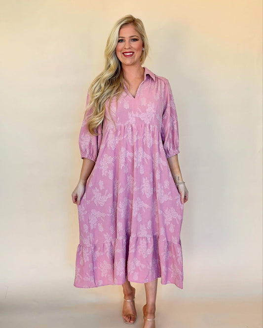 Umgee blush burnout midi dress