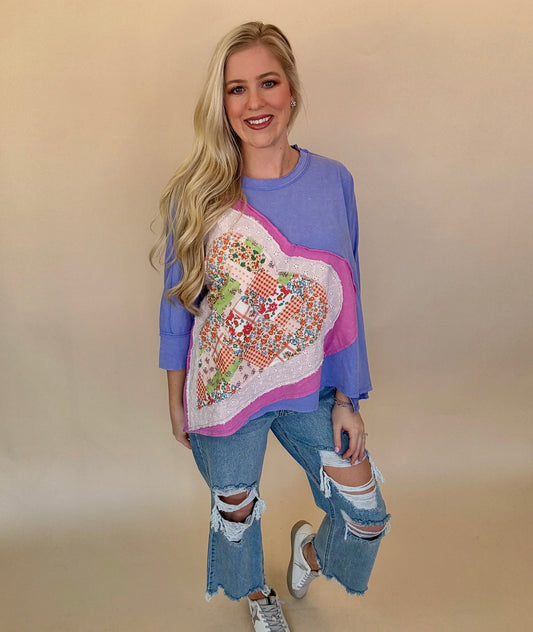 Easel patchwork heart top