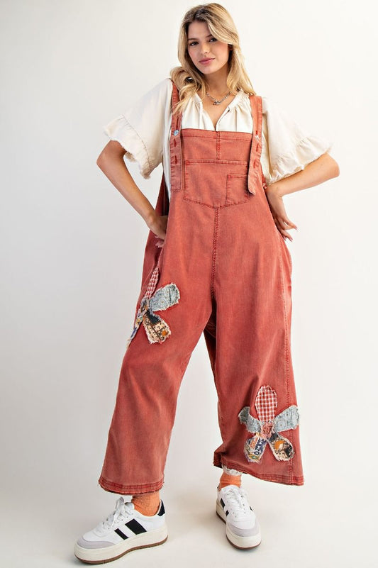 Easel patchwork denim overalls