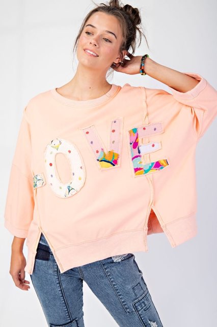 Easel patchwork love sweatshirts