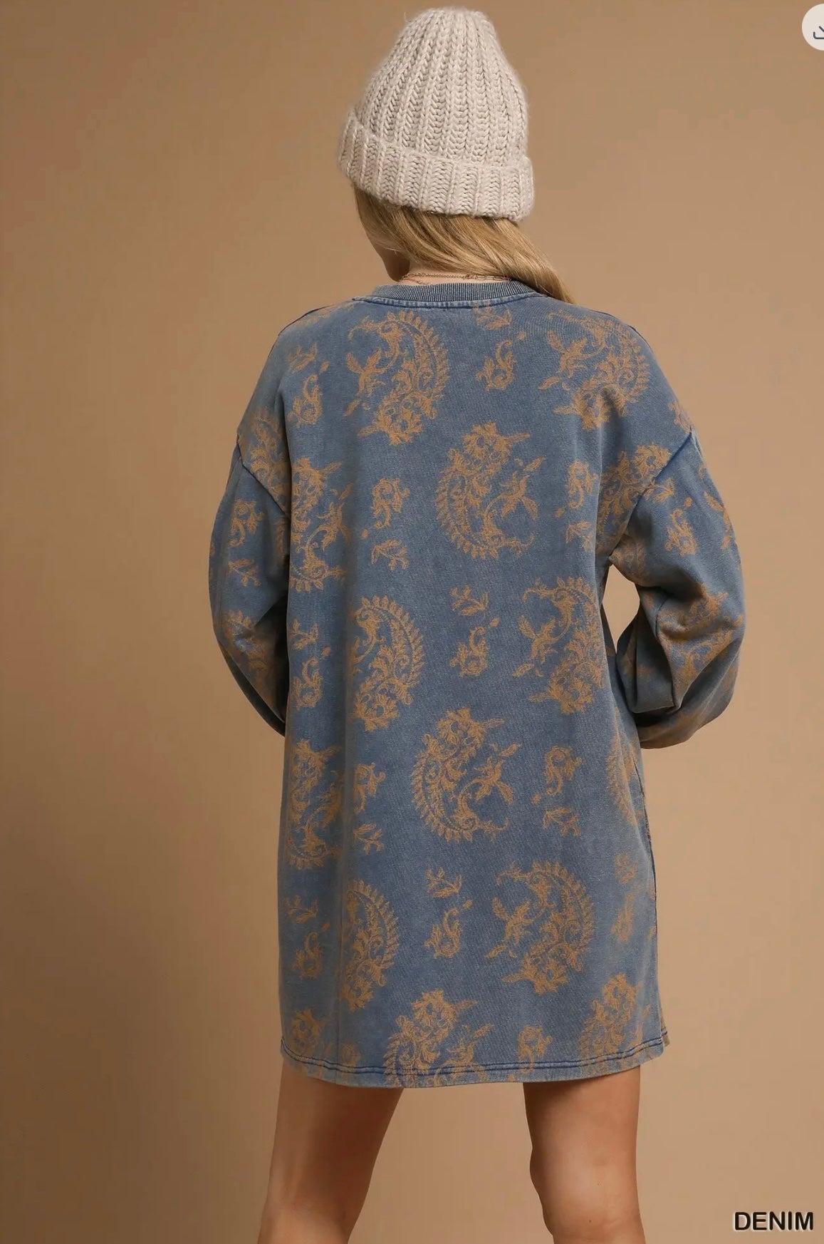 Umgee printed knit sweatshirt dress