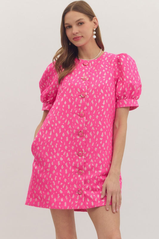 Entro hot pink button down dress