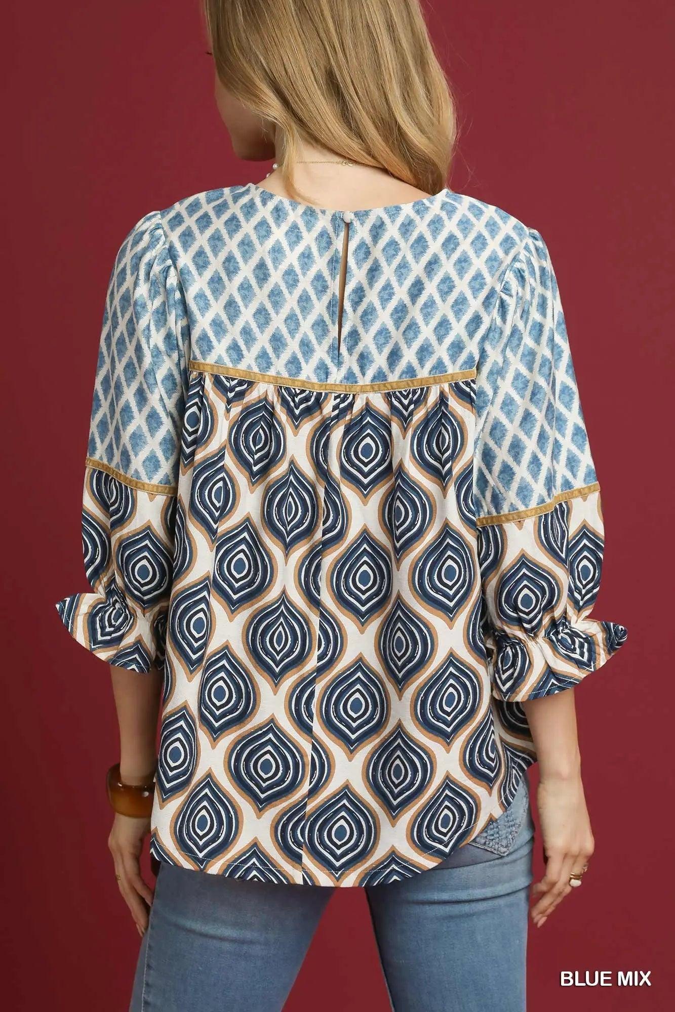 Umgee Retro Geometric Print Top