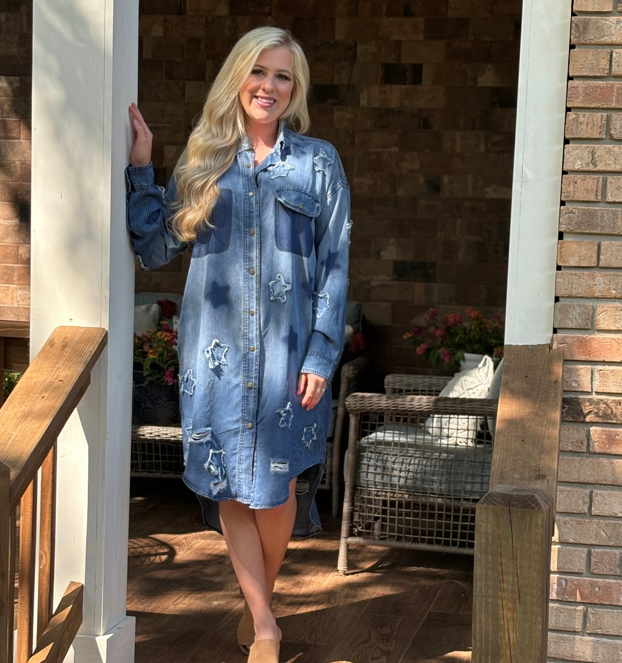 Blue velvet denim star dress