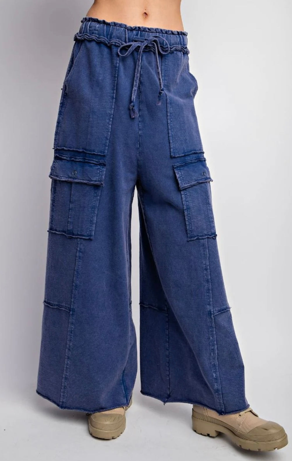 Easel Faded Wide Leg Pants cargo style