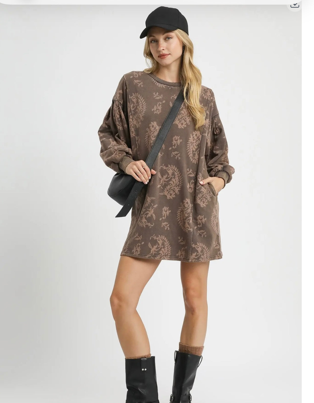 Umgee printed knit sweatshirt dress