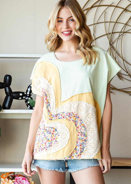Oli and Hali LOVE heart patchwork top
