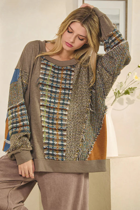 Oli and Hali mixed fabric pullover