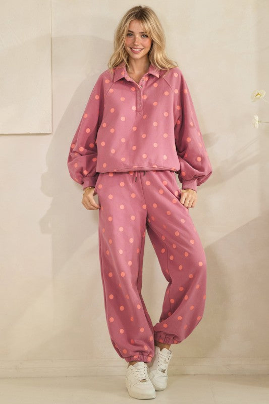 Veveret playful dot knit sweatsuits